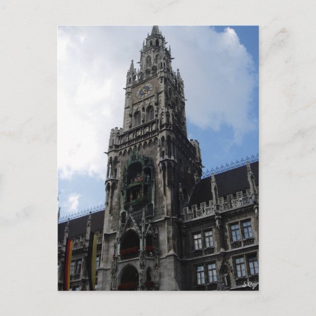 Munich Clock Tower Marienplatz Postcard (Front)