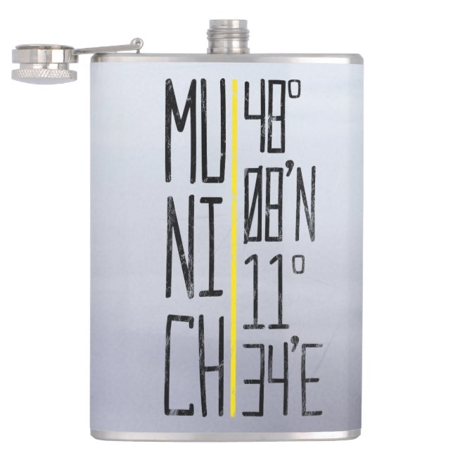 Munich Coordinates Flask, Germany Hip Flask (Opened)