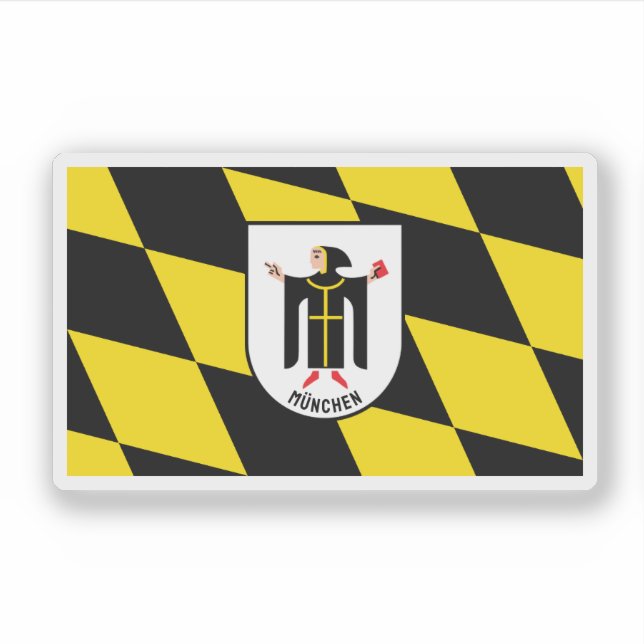 Munich flag and coat of arms sticker (Front)