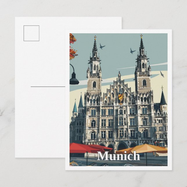 Munich Germany Art Vintage Travel Postcard (Front/Back)