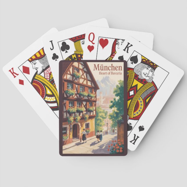 Munich Germany Bavaria Illustration Travel Art Poker Cards (Back)