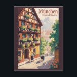 Munich Germany Bavaria Illustration Travel Art Postcard<br><div class="desc">Munich retro vector travel design. From Marienplatz to Oktoberfest,  it’s a must-visit destination full of German heritage and vibrant urban life.</div>