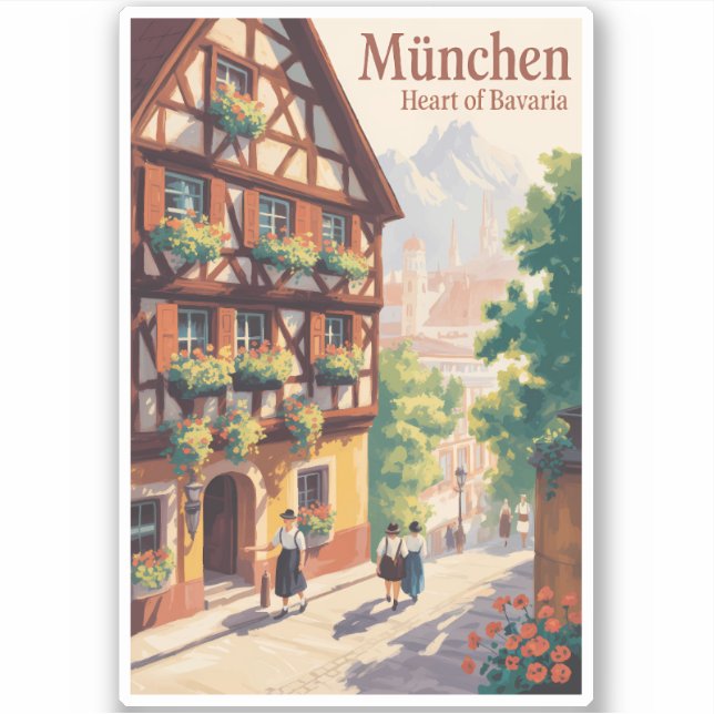 Munich Germany Bavaria Illustration Travel Art Sticker (Front)