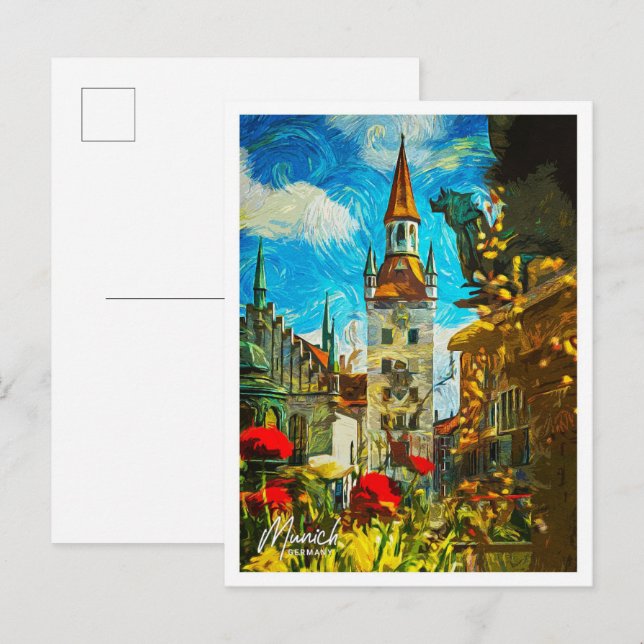 Munich Germany Beautiful Oil Paint Landscape Postcard (Front/Back)