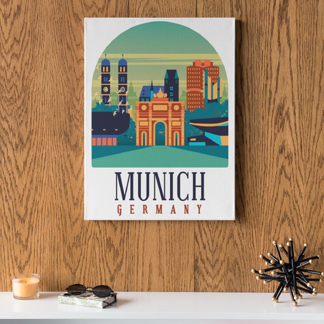 Munich Germany Canvas Poster (Munich Germany Vintage Travel Poster)
