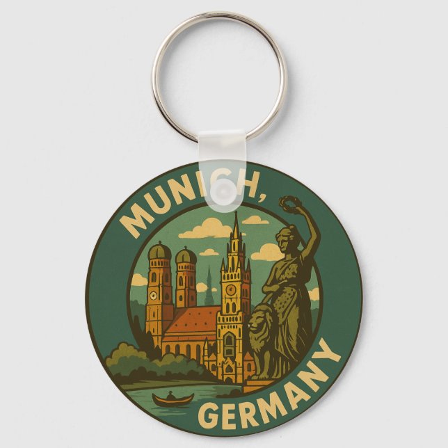 Munich Germany City Art Keychain (Front)