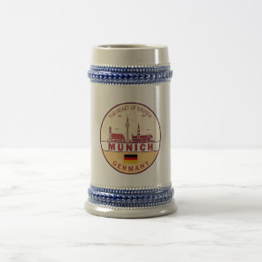 Munich Germany City Skyline Emblem Beer Stein