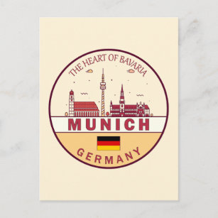 Munich Germany City Skyline Emblem Postcard