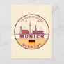 Munich Germany City Skyline Emblem Postcard