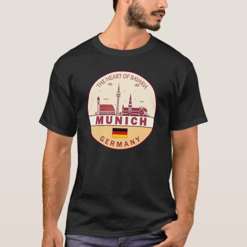 Munich Germany City Skyline Emblem T_Shirt