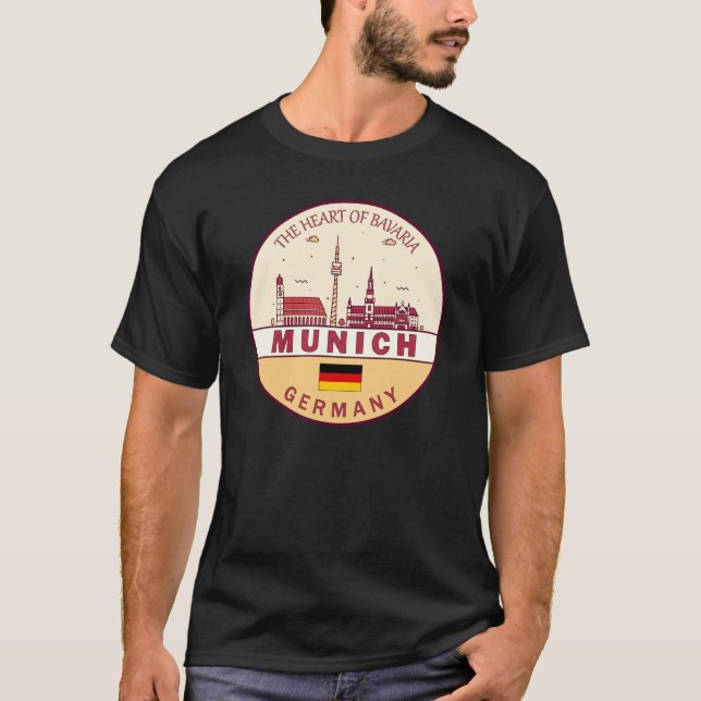 Munich Germany City Skyline Emblem T-Shirt (Front)