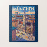 Munich Germany Illustration Travel Art Vintage Jigsaw Puzzle<br><div class="desc">Munich retro vector travel design. From Marienplatz to Oktoberfest,  it’s a must-visit destination full of German heritage and vibrant urban life.</div>