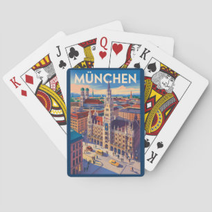 Munich Germany Illustration Travel Art Vintage Poker Cards