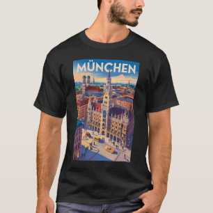 Munich Germany Illustration Travel Art Vintage T-Shirt