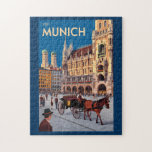Munich Germany Marienplatz Travel Art Vintage Jigsaw Puzzle<br><div class="desc">Munich retro vector travel design. From Marienplatz to Oktoberfest,  it’s a must-visit destination full of German heritage and vibrant urban life.</div>