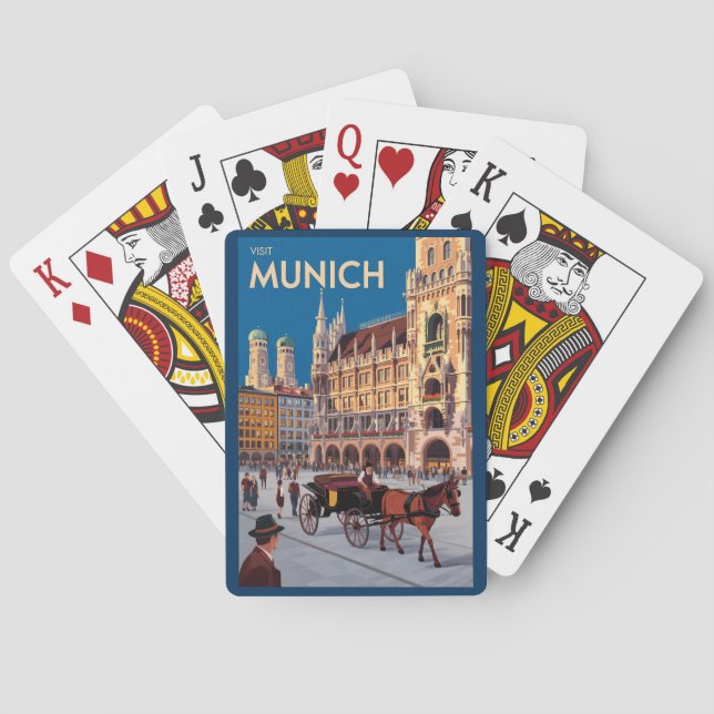 Munich Germany Marienplatz Travel Art Vintage Poker Cards (Back)