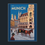 Munich Germany Marienplatz Travel Art Vintage Postcard<br><div class="desc">Munich retro vector travel design. From Marienplatz to Oktoberfest,  it’s a must-visit destination full of German heritage and vibrant urban life.</div>