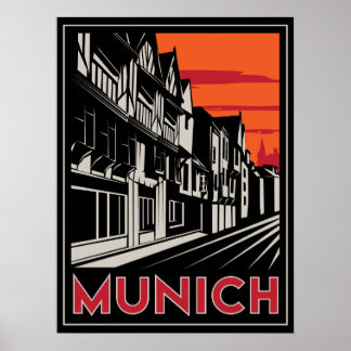 munich germany oktoberfest art deco retro poster