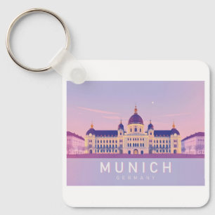 Munich Germany Pastel Travel Design Keychain