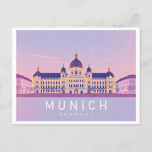 Munich Germany Pastel Travel Design Postcard