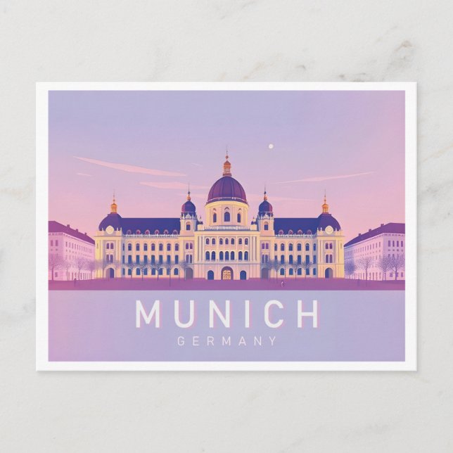 Munich Germany Pastel Travel Design Postcard (Front)