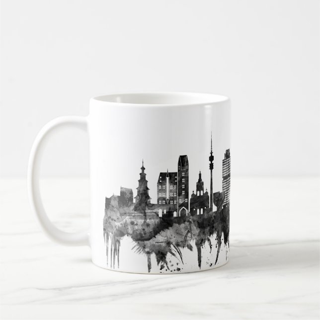 Munich Germany Skyline BW Coffee Mug (Left)