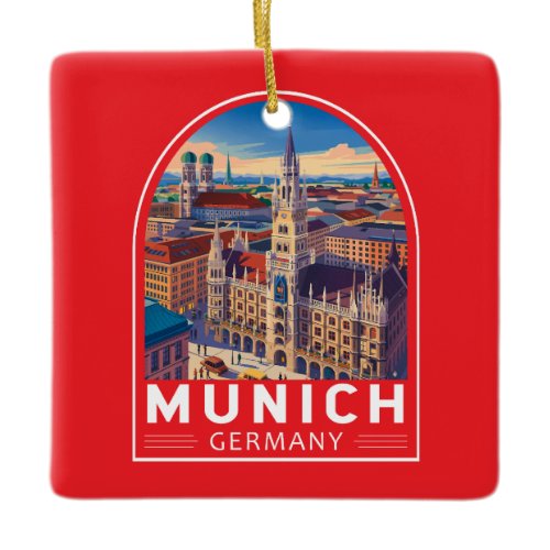 Munich Germany Travel Art Emblem Ceramic Ornament