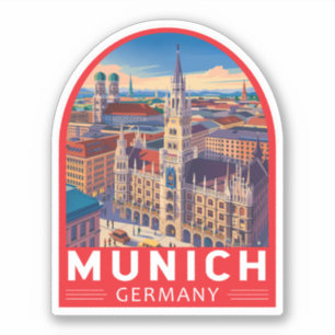 Munich Germany Travel Art Emblem Sticker