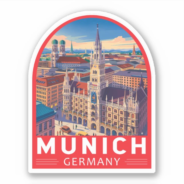 Munich Germany Travel Art Emblem Sticker (Front)