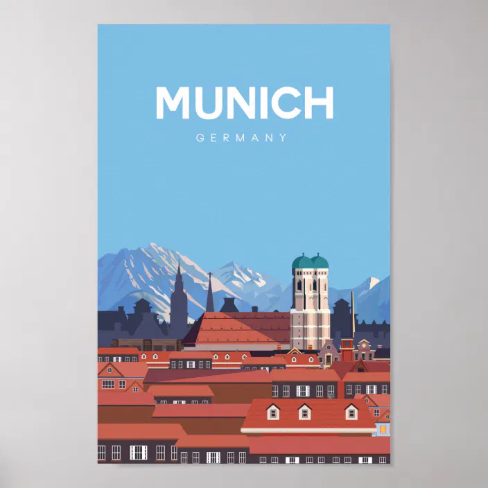 Munich München Bavaria Germany Vintage German Travel Advertisement Poster Print 
