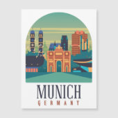 Munich Germany Vintage Travel Magnetic Card (Front)