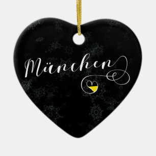 Munich Heart, Christmas Tree Ornament, Germany Ceramic Ornament