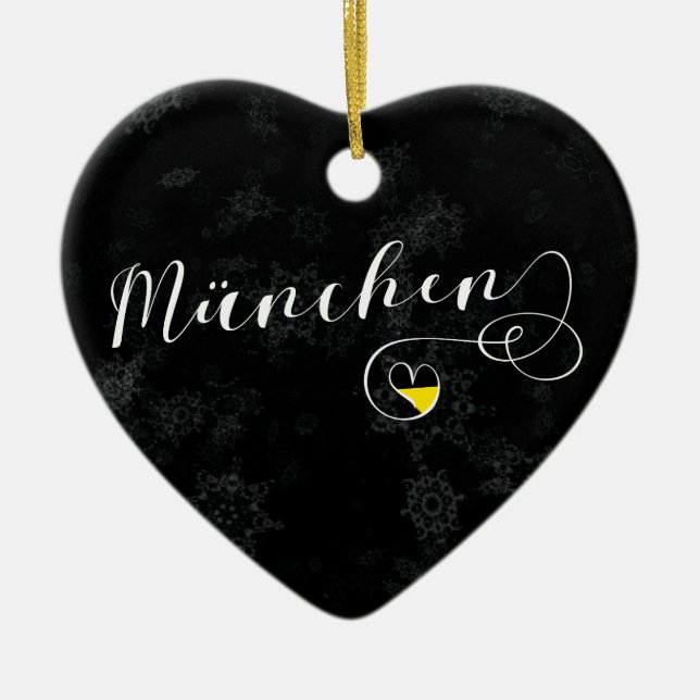 Munich Heart, Christmas Tree Ornament, Germany Ceramic Ornament (Front)
