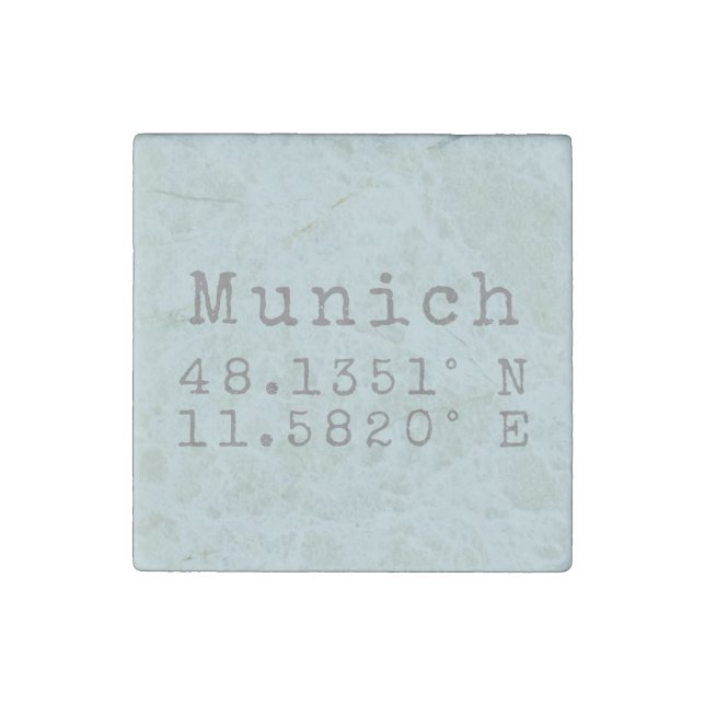 Munich Latitude and Longitude  Stone Magnet (Front)