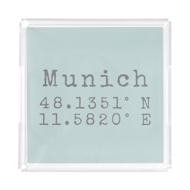 Munich Latitude Longitude Acrylic Tray (Front)