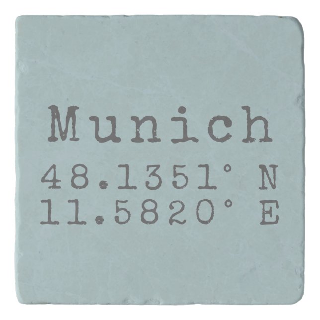 Munich Latitude Longitude  Trivet (Front)
