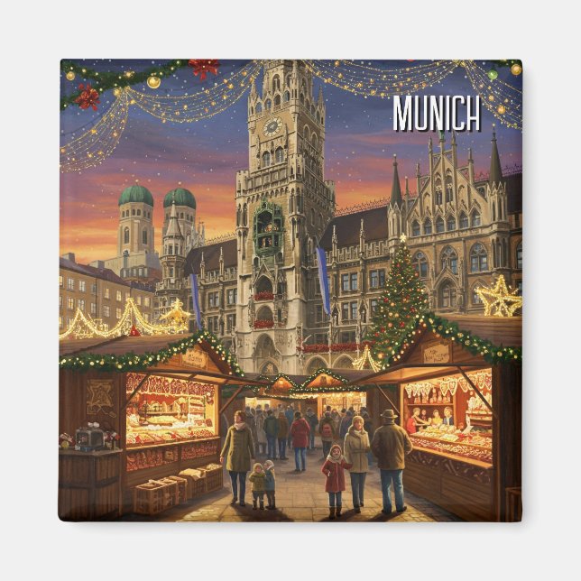 Munich Marienplatz Germany Christmas Market Magnet (Front)