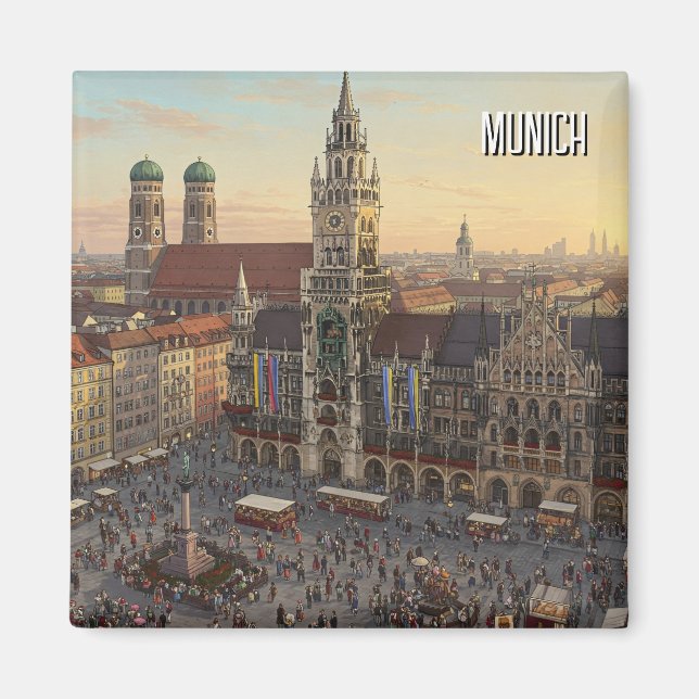 Munich Marienplatz Germany Travel Magnet (Front)