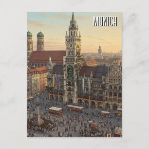 Munich Marienplatz Germany Travel Postcard