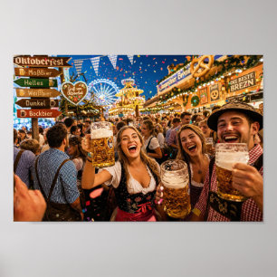 Munich Oktoberfest Celebration Glow Poster