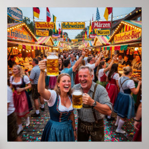 Munich Oktoberfest Evening Celebration Poster
