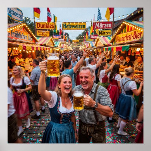 Munich Oktoberfest Evening Celebration Poster