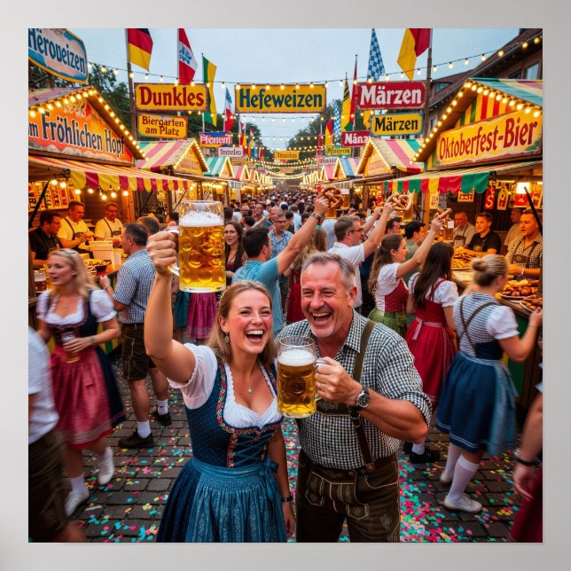 Munich Oktoberfest Evening Celebration Poster (Front)
