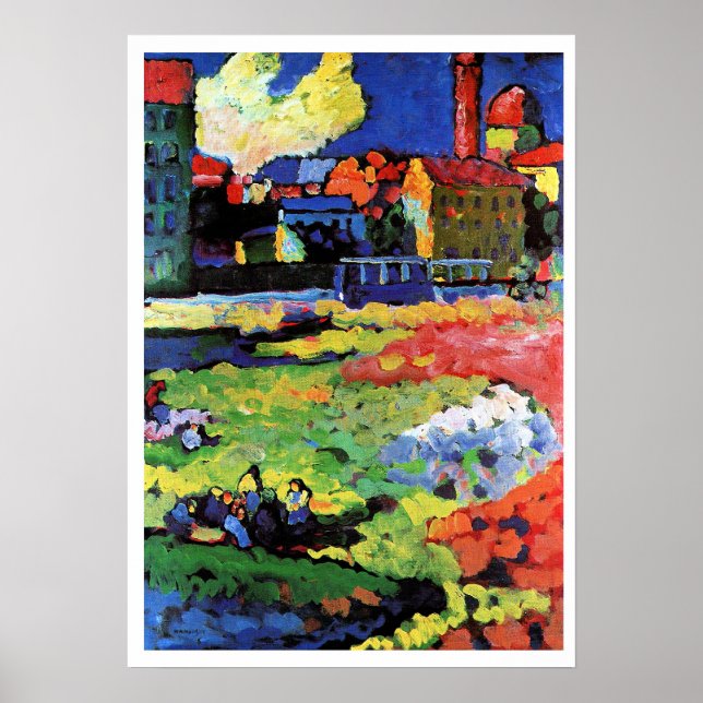 Munich-Schwabing with church St. Ursula Poster (Front)
