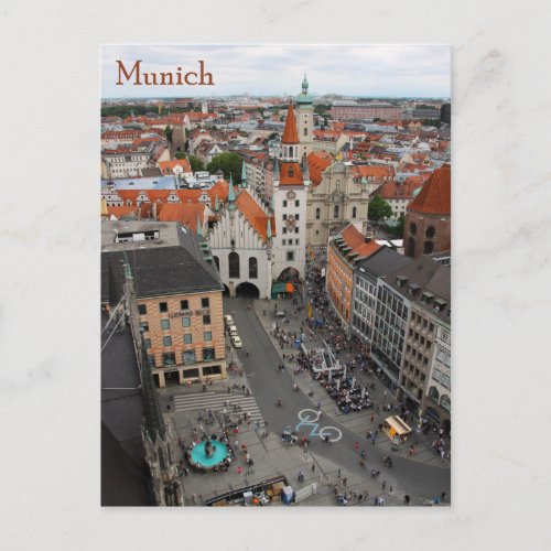 Munich view Altes Rathaus from Marienplatz Postcard