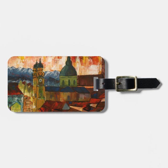 Munich With Alps Panorama Luggage Tag (Front Horizontal)