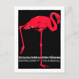 Munich Zoo Garden Flamingo Travel Art Postcard