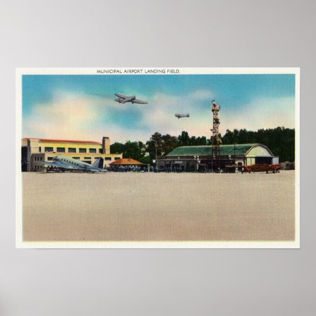 Municipal Airport Landing Field Scene Poster (Front)
