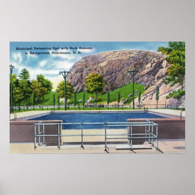 Municipal Pool View of Rock Rimmon Poster (Front)