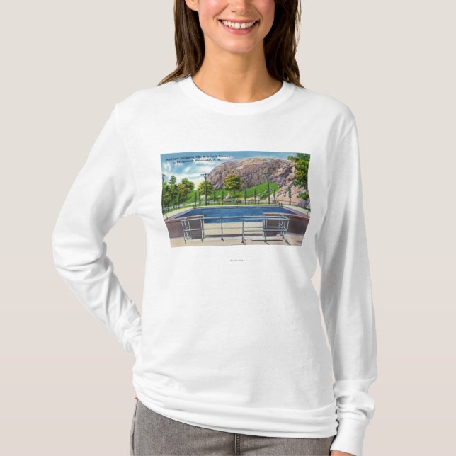 Municipal Pool View of Rock Rimmon T-Shirt (Front)